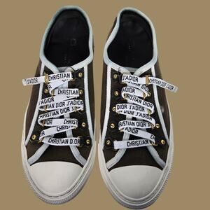 Christian Walk N Dior Canvas Sneakers Low Top Cap Toe JADIOR Lace Up Logo 7.5